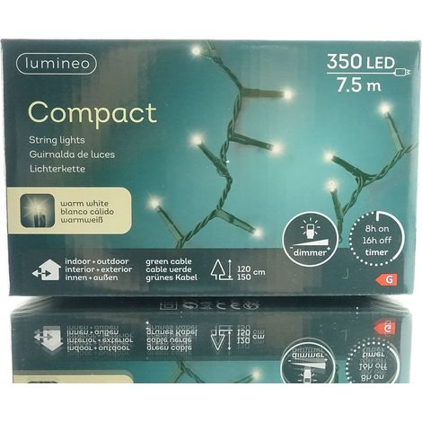 Lumineo LED Lichterkette Compact grün 7,5 Meter 350 Lichter - warmweiß (1/2)