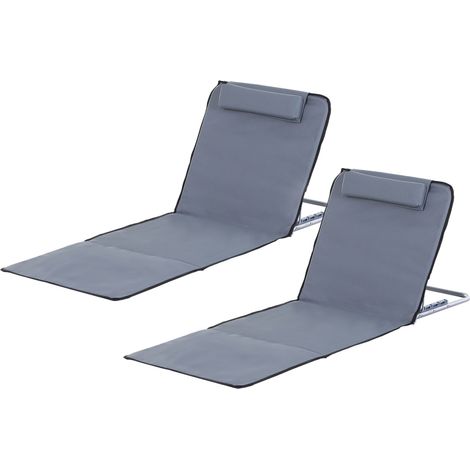 Set 2 Spiaggine Pieghevoli 48x134x45 cm Tappetino Portatile Grigio (1/5)