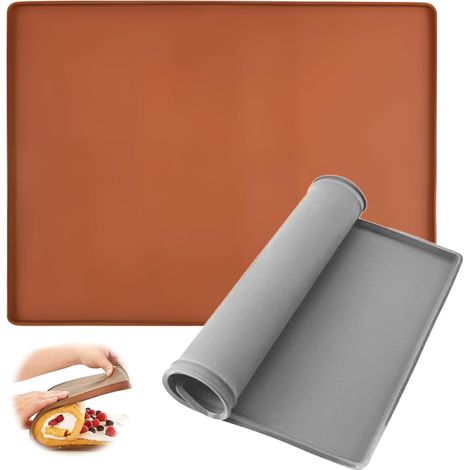 2er-Set Silikon-Backmatten mit erhöhtem Rand, 30 x 40 cm, antihaftbeschichtet und auslaufsicher, wiederverwendbar für Backofen, Kuchen und Brot (1/5)