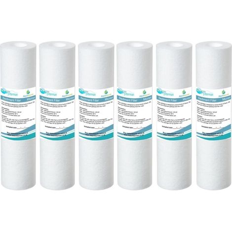 6 x AquaHouse 10" Cartouche de filtre à eau de sédiment pour l'osmose inverse, l'eau alimentée par le pôle et la filtration des particules, correspond à 10" boîtiers de filtre standard - 5 microns