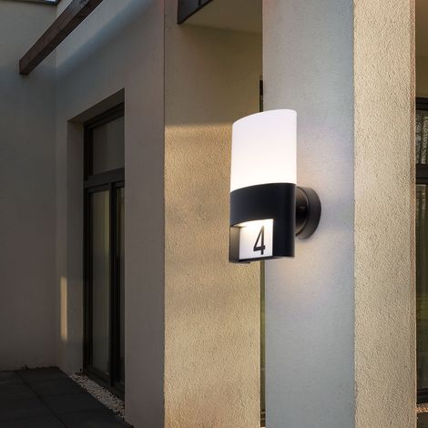 Wandleuchte Außen Wandlampe Hausnummer Außenleuchte IP54, Hauswandlampe Terrasse Garten, Metall schwarz, Aufkleber, 1x LED 10,5W 660Lm 3000K, HxBxT 28x15,5x13,5cm, Wofi 12227 (1/6)