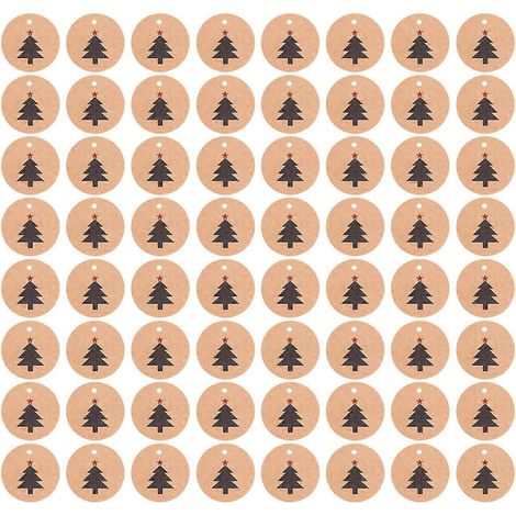 200 étiquettes rondes de Noël en papier, étiquettes décoratives à suspendre pour la pâtisserie, étiquettes étiquetées-3.5x3.5cm (1/3)