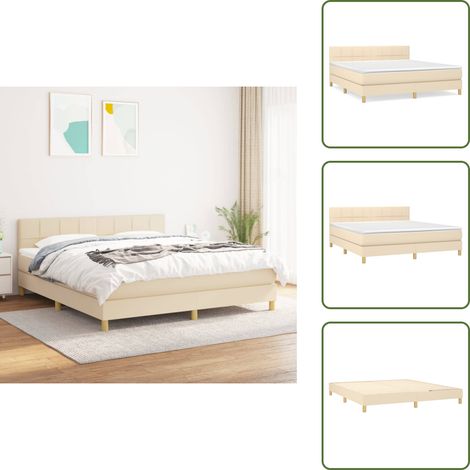 Letto con materasso a molle insacchettate - vidaXL Giroletto a Molle con Materasso Crema 160x200 cm in Tessuto - Letto con supporto medio-duro
