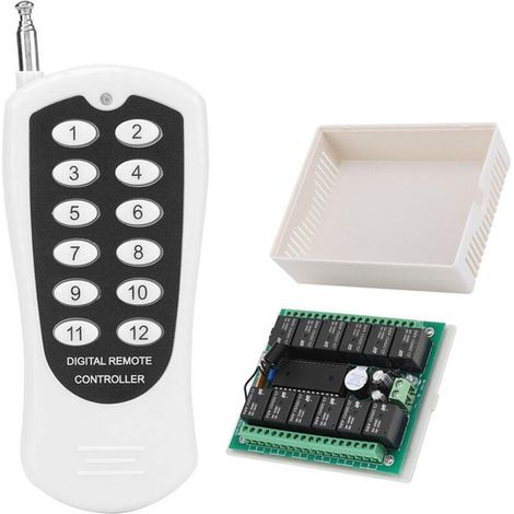 Rosvola Télécommande sans fil DC 12 V 433 MHz 12 canaux 200 m avec émetteur pour lumières, pompe à eau, chauffage, ouvre-porte de garage (1/5)