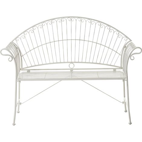 Banco de jardín de hierro 2 plazas estilo vintage retro exterior blanco crema Gualea (1/5)