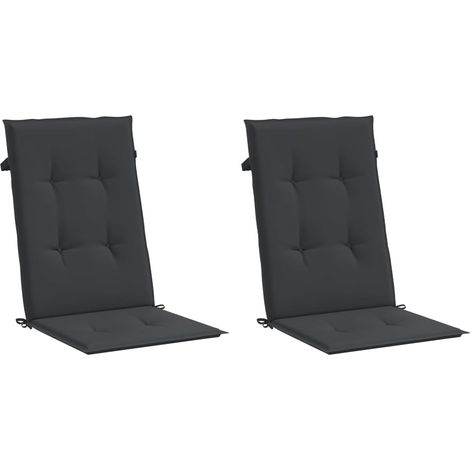 Coussins de chaise de jardin à dossier haut lot de 2,Coussins d'extérieur noir tissu CFW257470 (1/5)