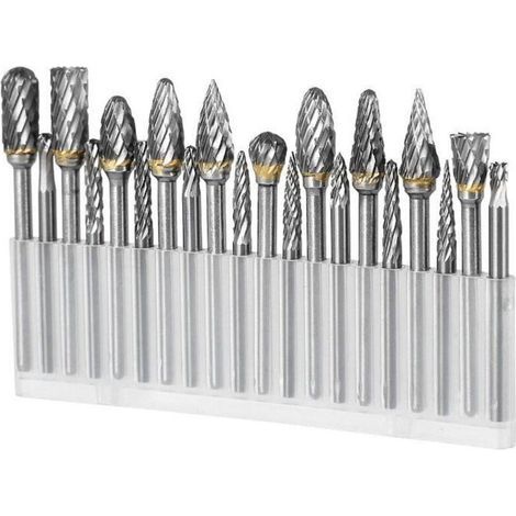 [JAMAIS UTILISÉ] Lot de 20 fraises en carbure de tungstène super dures, outil rotatif, poignée de 1/8",compatible avec les accessoires de sculpture sur bois Dremel (1/4)