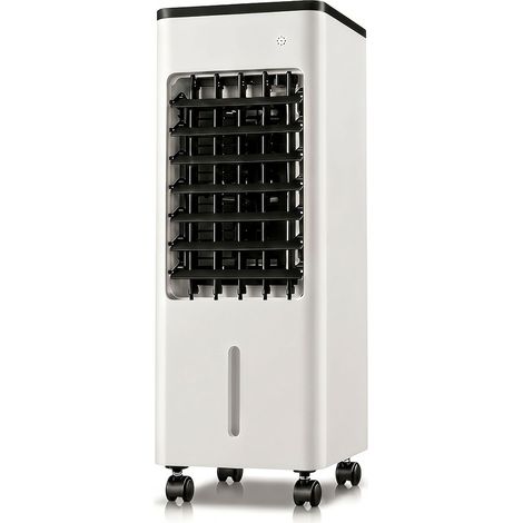 Rafraîchisseur d'air sur roulettes avec télécommande, ventilateur refroidisseur à eau 3 vitesses, oscillation, minuterie 8 h, réservoir 4,1-6 L, ions négatifs, ventilateur mobile, Noir