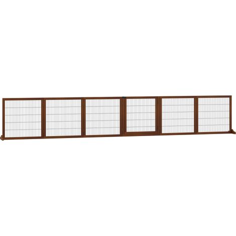 Barrière pliable pour chien, en pin, 432 x 36 x 70 cm, couleur café (1/5)