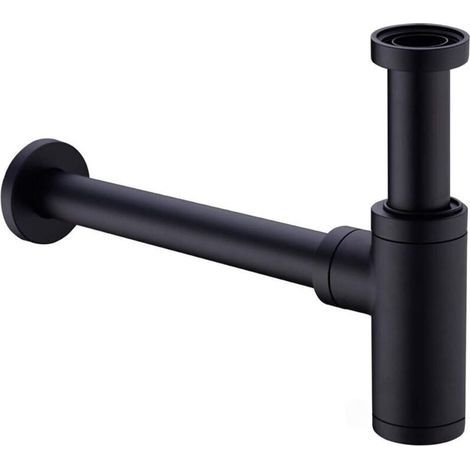 Siphon de lavabo laiton noir mat – Tube d'extension 200mm – 1 1/4 pouces – Joints en silicone anti-odeur et anti-fuite (1/5)