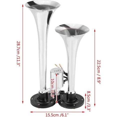 Klaxon À Air Double Trompette Super Puissant 150 Db 12/24 V, Klaxon De Bateau Étanche, Idéal Pour Voiture, Camion, Suv Et Bateau (1/5)