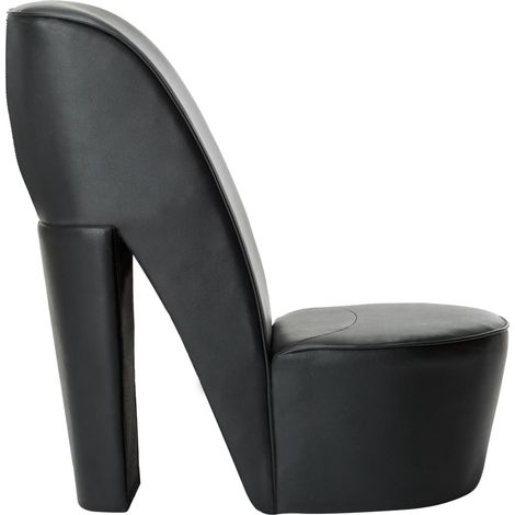 Chaise de salon,Chaise en forme de chaussure à talon haut noir similicuir CFW72963 (1/5)