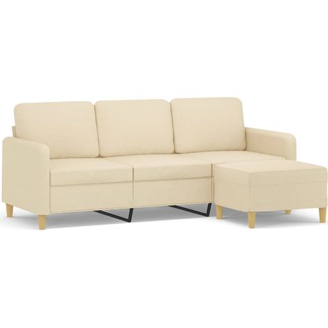 Canapé à 3 places,Sofa pour Salon,Banquette avec repose-pieds Crème 180 cm Tissu CFW698949 (1/5)