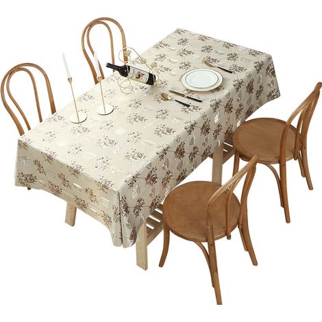 Nappe européenne imperméable, nappe lavable pour table à manger, nappe rectangulaire, nappe en PVC imprimée à chaud, nappe pour table basse, set de table (1/5)