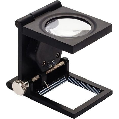10X LED Tabletop Magnifier, Thread Counting Tool in Zinc Alloy and Glass, Foldable with 2 LED Lights, Large Lens, Reading Magnifier for Home, Crafts, Jewelry Making, Textile Repair, and Office Use (1/4)