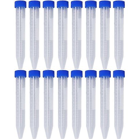 Lot de 30 tubes à centrifuger de 15 ml avec bouchons à vis et tubes d'atomisation-12x1.6cm-Blue