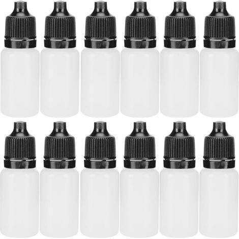 50 bouteilles liquides oculaires 10 ml, flacons compressibles vides avec bouchons noirs, contenants de gouttes portables (1/5)