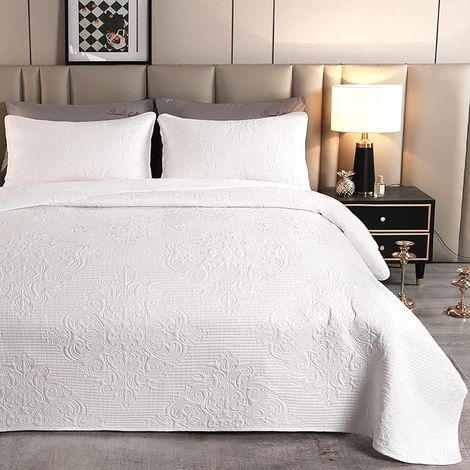 Ultrasonic Quilted Bedspread in Brushed Microfibre Soft and Light White (240 x 260 cm) (1/5)