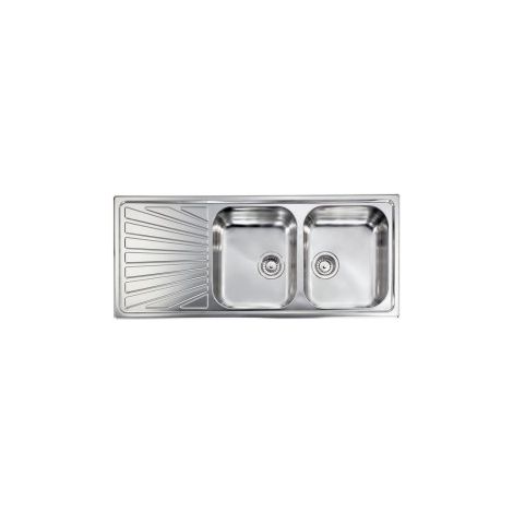 CM 011447DCSSX Cometa Lavello da incasso 2 vasche 116x50 cm Acciaio Inox AISI 304 gocciolatoio sinistro colore Inox Satinato