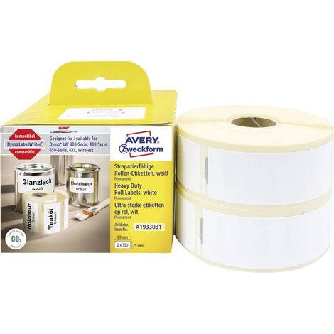 Avery-Zweckform A1933081 Rotolo di etichette 89 x 25 mm Pellicola Bianco 1 KIT Etichetta universale (1/3)