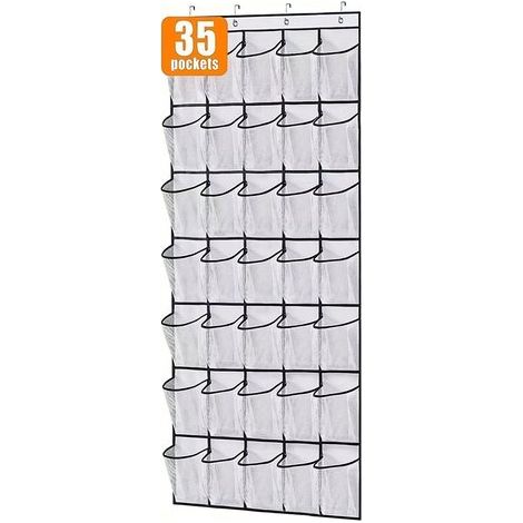 Sac de rangement pour porte - Sac de rangement - Sac à chaussures - Sac de rangement multifonctionnel - Tissu polaire - Blanc (1/5)