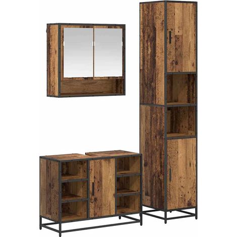 Maison Exclusive - Badezimmermöbel-Set mit Regal 3 pcs Altholz Ho