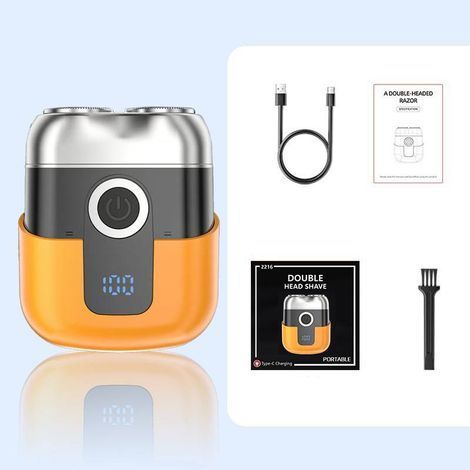 Mini rasoir électrique pour homme avec écran LED, étanche IPX6, portable, silencieux et lavable, orange (1/5)