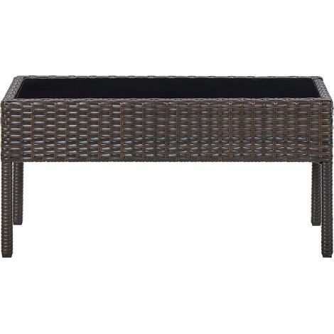 vidaXL Tavolo da Giardino Marrone 75x40x37 cm in Polyrattan
