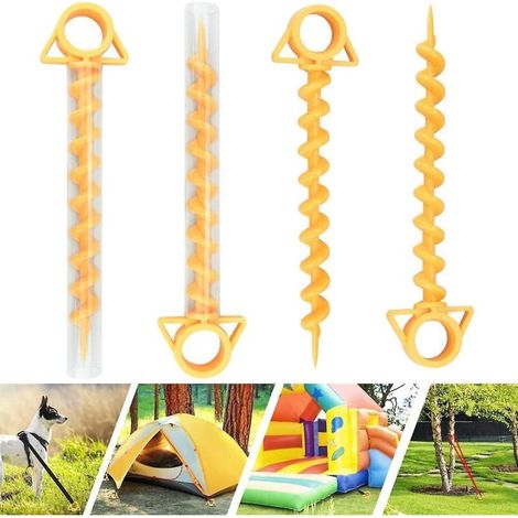 Lot de 4 piquets de tente en plastique orange anticorrosion pour auvent de jardin, bâche de plage et camping (1/5)