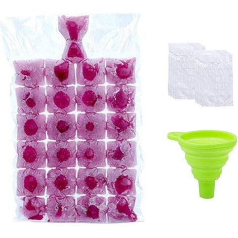 Lot de 100 sacs à glaçons jetables - Moules à glaçons auto-scellants - Pour whisky, cocktails, boissons, cuisine, barbecue, voyages (transparents, avec 1 entonnoir) (1/5)