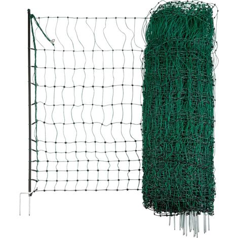 Kerbl Geflügelnetz (E-fähig, 25m x 106cm, 9 Pfähle, m. Doppelspitze) grün 292273