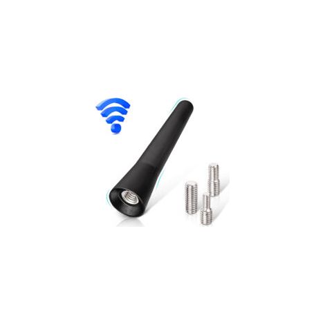 Antenne courte pour voiture 6,5cm – Acier inoxydable – Réception FM/DAB – Installation sans outils – Adaptateurs M4/M5/M6 inclus (1/5)