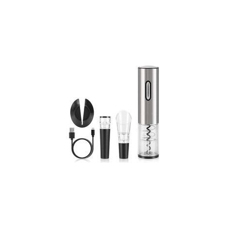 Ouvre-bouteille électrique 4 en 1 pour vin rouge, tire-bouchon automatique, coupe-capsule, câble USB, accessoire de cuisine, gadget cadeau (1/5)