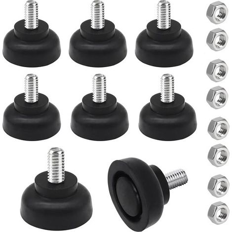 Juego de 8 deslizadores de goma ajustables con rosca M8，Pies ajustables M8 x 30 mm