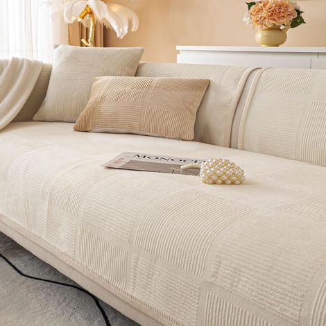 1 Housse de canapé,forme L,velours,texturée,antidérapante,salon