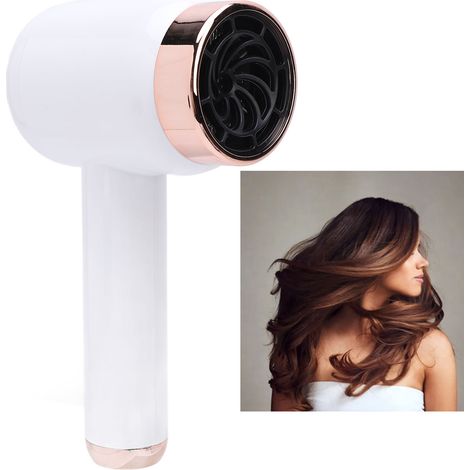 Secador de pelo portátil inalámbrico con tecnología iónica – Modelo de viaje en ABS blanco – 1500 mAh (1/5)