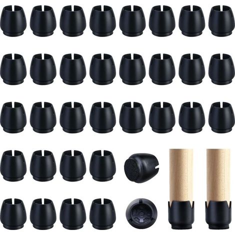 12-16mm Protection pour Meubles, 80 Pièces Silicone Noir Embout de Chaise pour Les Jambes Rondes de Chaise (1/5)