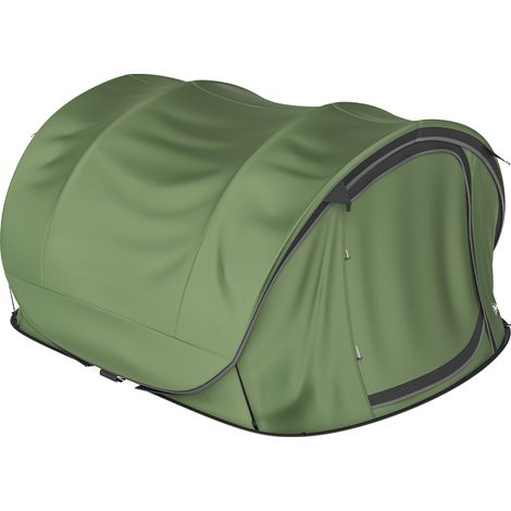 Tente de camping pliante pour 4-5 personnes, 2 portes, 2 fenêtres, imperméable, verte.