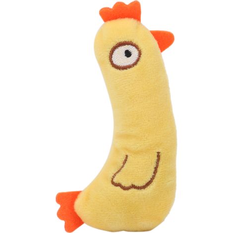 Jouet à mâcher en peluche en forme d'animal pour petit chat, rempli d'herbe à chat, jouet de dentition pour chat, poulet jaune (1/5)