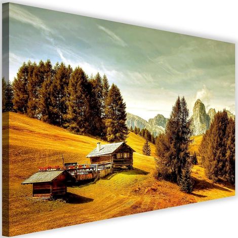 Tableau sur toile Cabane dans les montagnes 60x40 (1/5)
