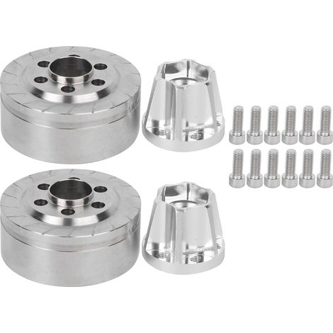 2 Pièces Jante Roue Contrepoids Compatible SCX10 II 90046 90047 1/10 Voiture RC Argenté (1/5)