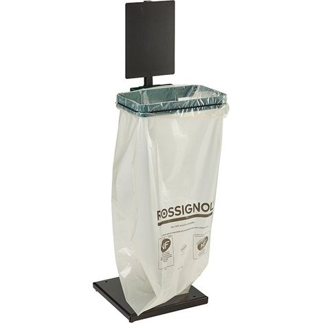 Support sac sans couvercle Rollec sur socle - 110l - vert mousse - RAL 6005 (1/2)