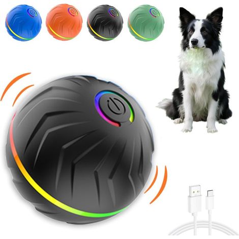 Balle interactive pour chien, se déplace, rebondit et tourne automatiquement convient aux chiens de petite, moyenne et grande taille noire. (1/5)