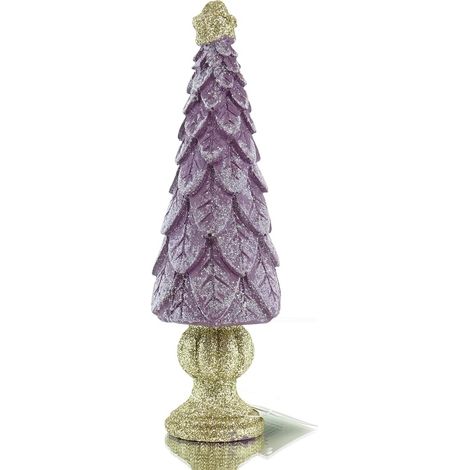 Riffelmacher Weihnachtsdeko Tannenbaum Lila mit goldenem Stern 26 cm - Polyresin