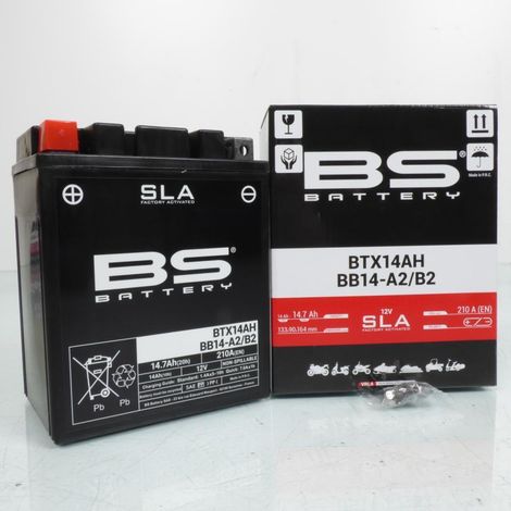 Batterie SLA BS Battery pour moto YTX14AH / YB14-A2 YB14-B2 /12V (1/4)