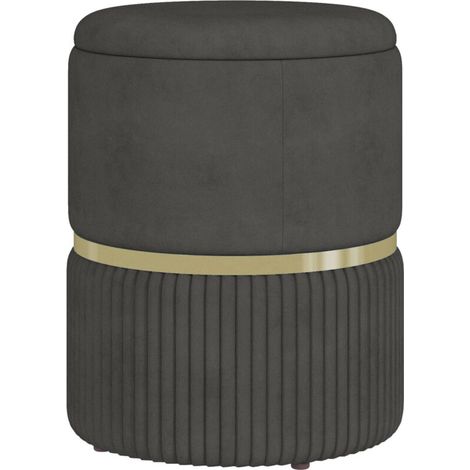 Pouf tabouret repose-pied coffre de rangement en velours côtelé 36 x 36 x 44 cm pour salon chambre gris (1/5)