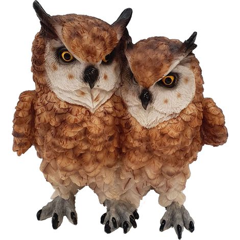 Figurendiscounter Eulenpaar klein Dekofigur Braun 18x17x16cm Figur Polyresin