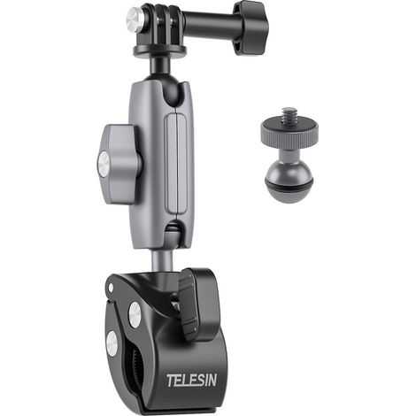 TELESIN GP-HBM-001 Fahrradlenker-Superklemme aus Aluminiumlegierung mit doppeltem, um 360° drehbarem Kugelkopf