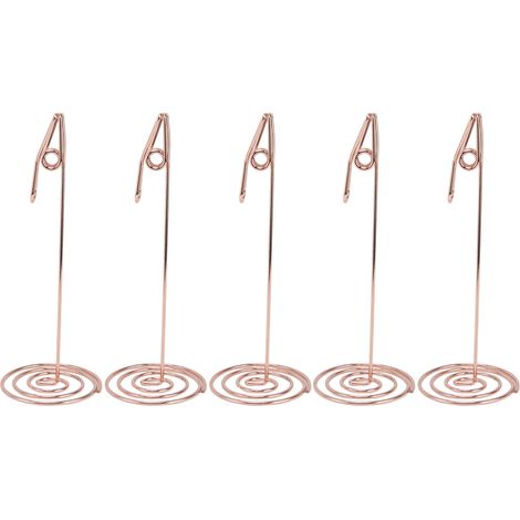 5Pcs Place Card Holder Rose Gold Unique Design Durable Metal Anti Oxidation Multi Purpose Table Number Holders (1/5)