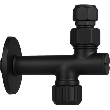 RUBINETTO SOTTOLAVABO A VITONE IN OTTONE NERO OPACO CON FILTRO E SNODO - 1/2 - NERO OPACO - POR